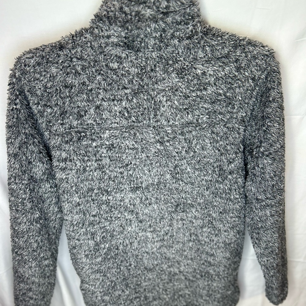 Gray Partial Zip Up Sweater With Heathered Textur… - image 4